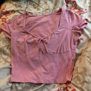 Hollister Pink Puff Sleeve Crop Blouse